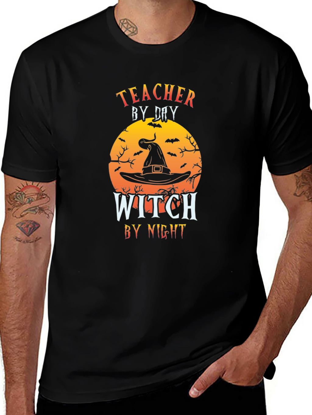 Teacher by Day Witch by Night Halloween T-Shirt