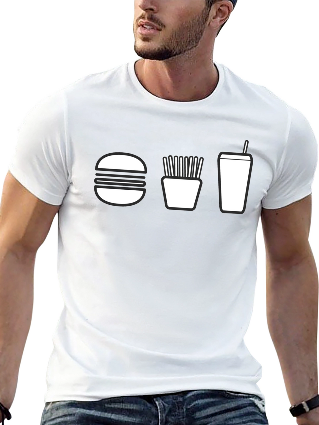 Burger Fries and Drink T-Shirt - Black