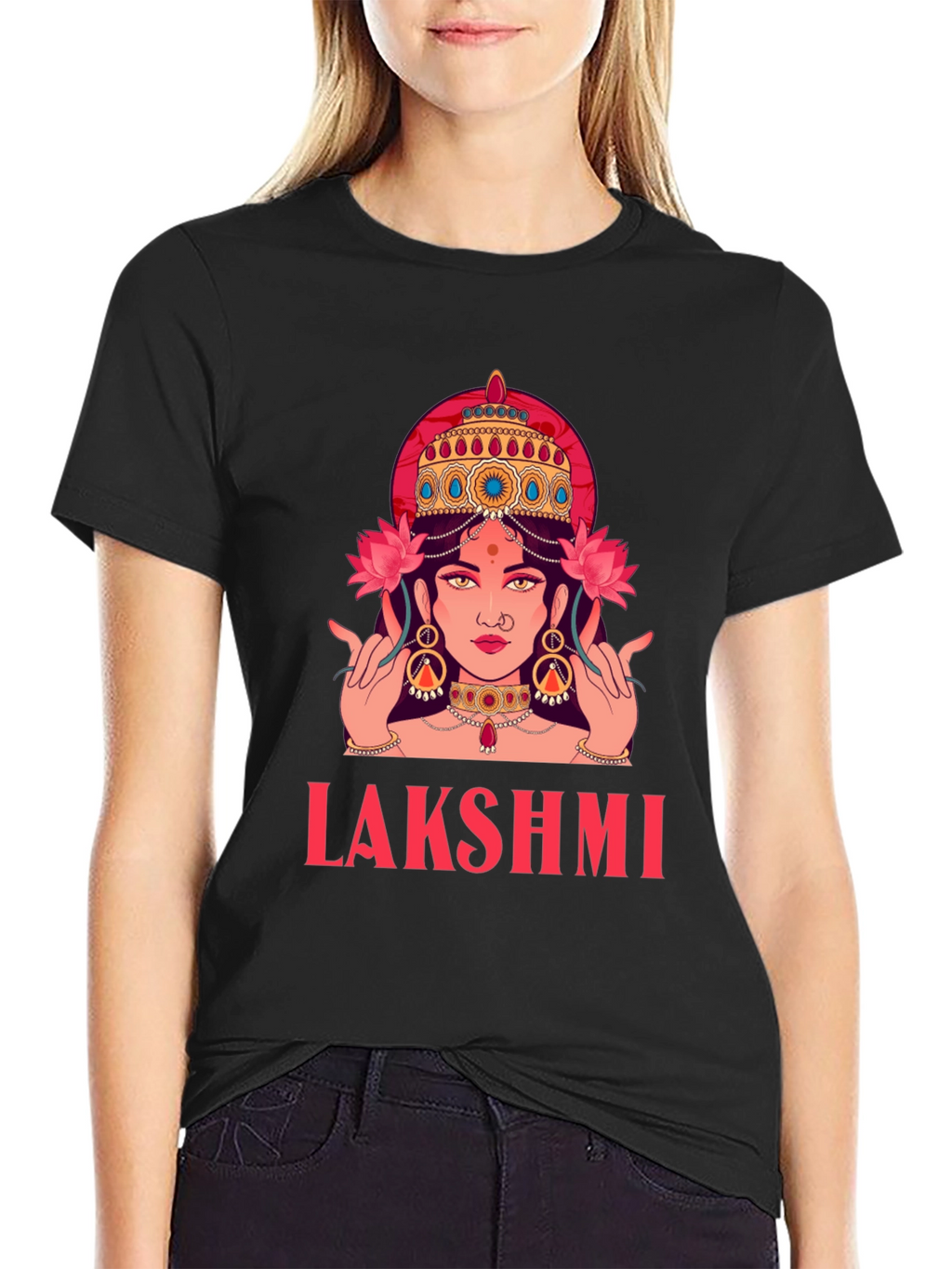 Lakshmi Graphic Tee - Divine Indian Goddess Shirt