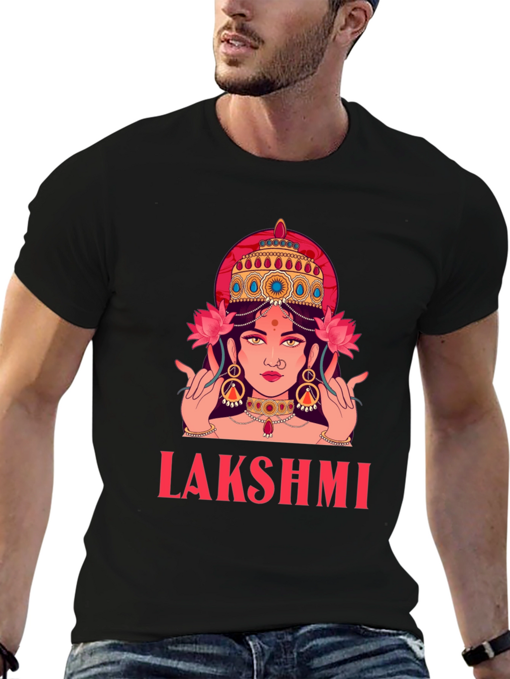 Lakshmi Graphic Tee - Divine Indian Goddess Shirt
