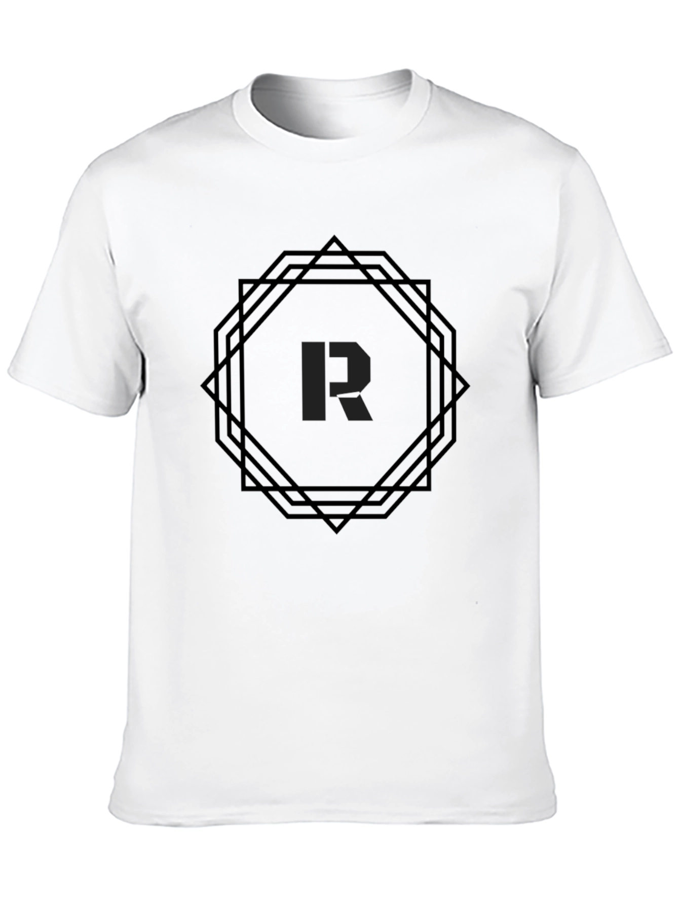 Geometric R Graphic Black T-Shirt