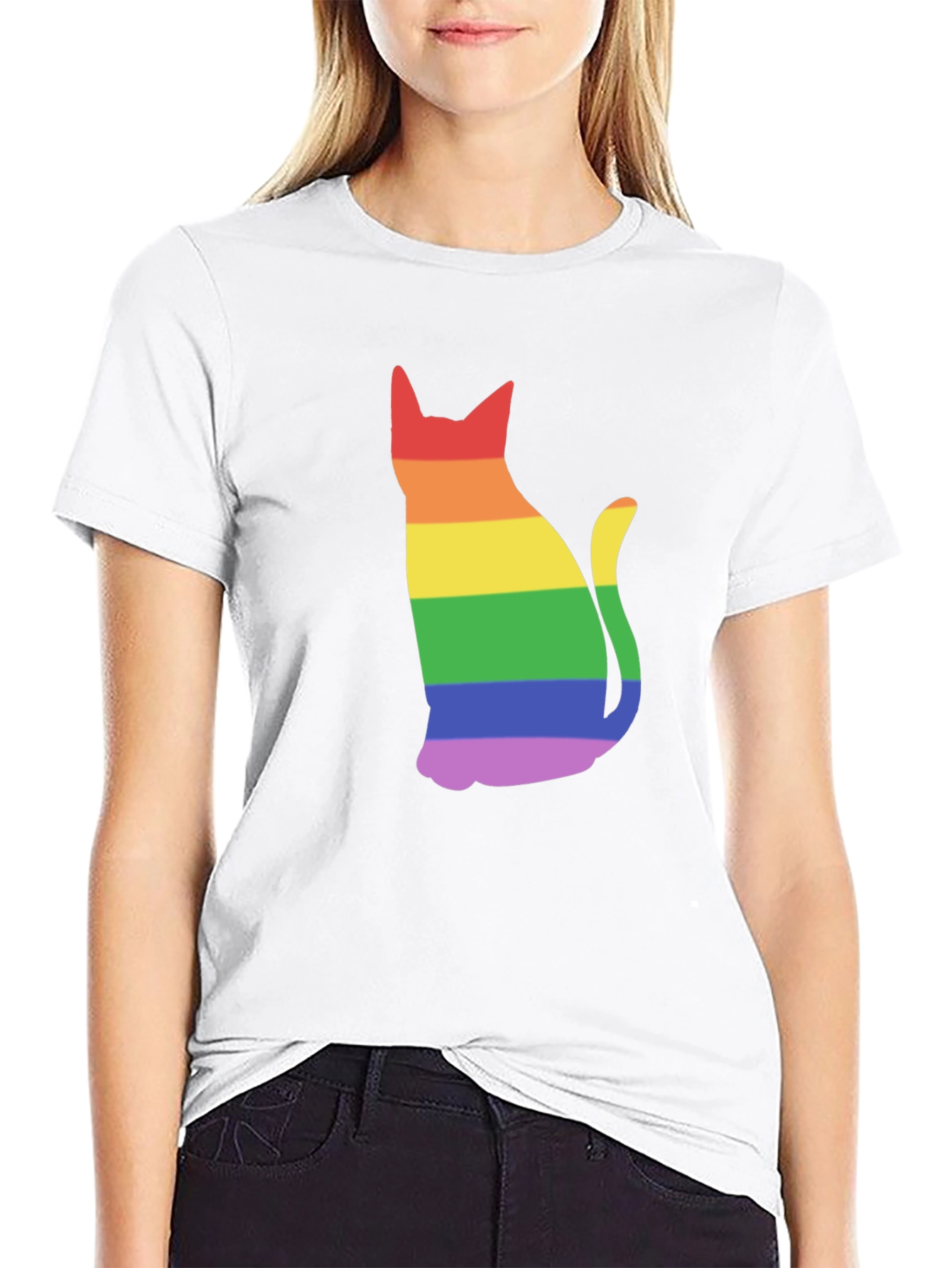 Rainbow Cat Black T-Shirt