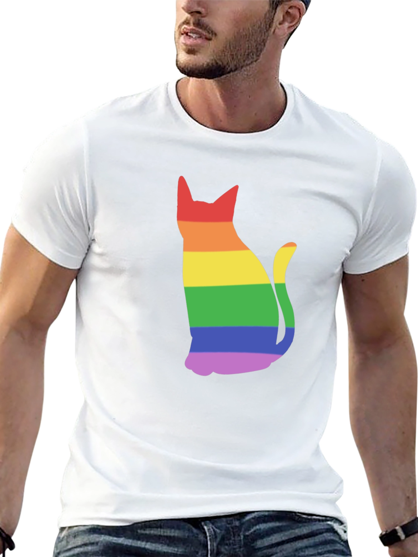 Rainbow Cat Black T-Shirt