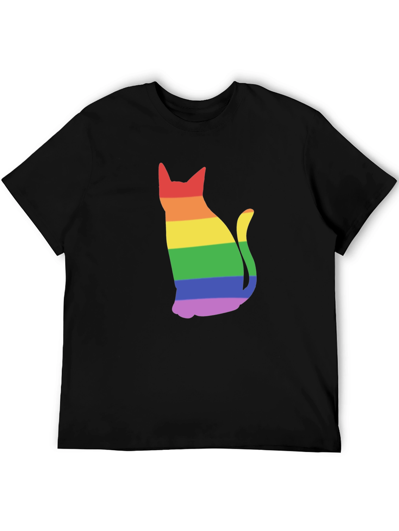 Rainbow Cat Black T-Shirt