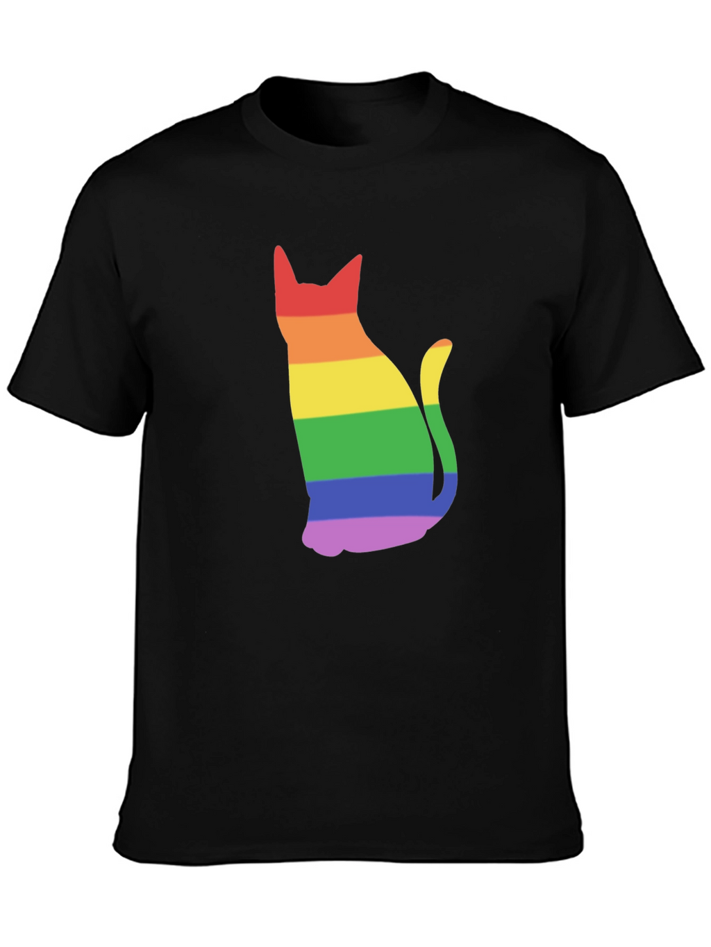 Rainbow Cat Black T-Shirt