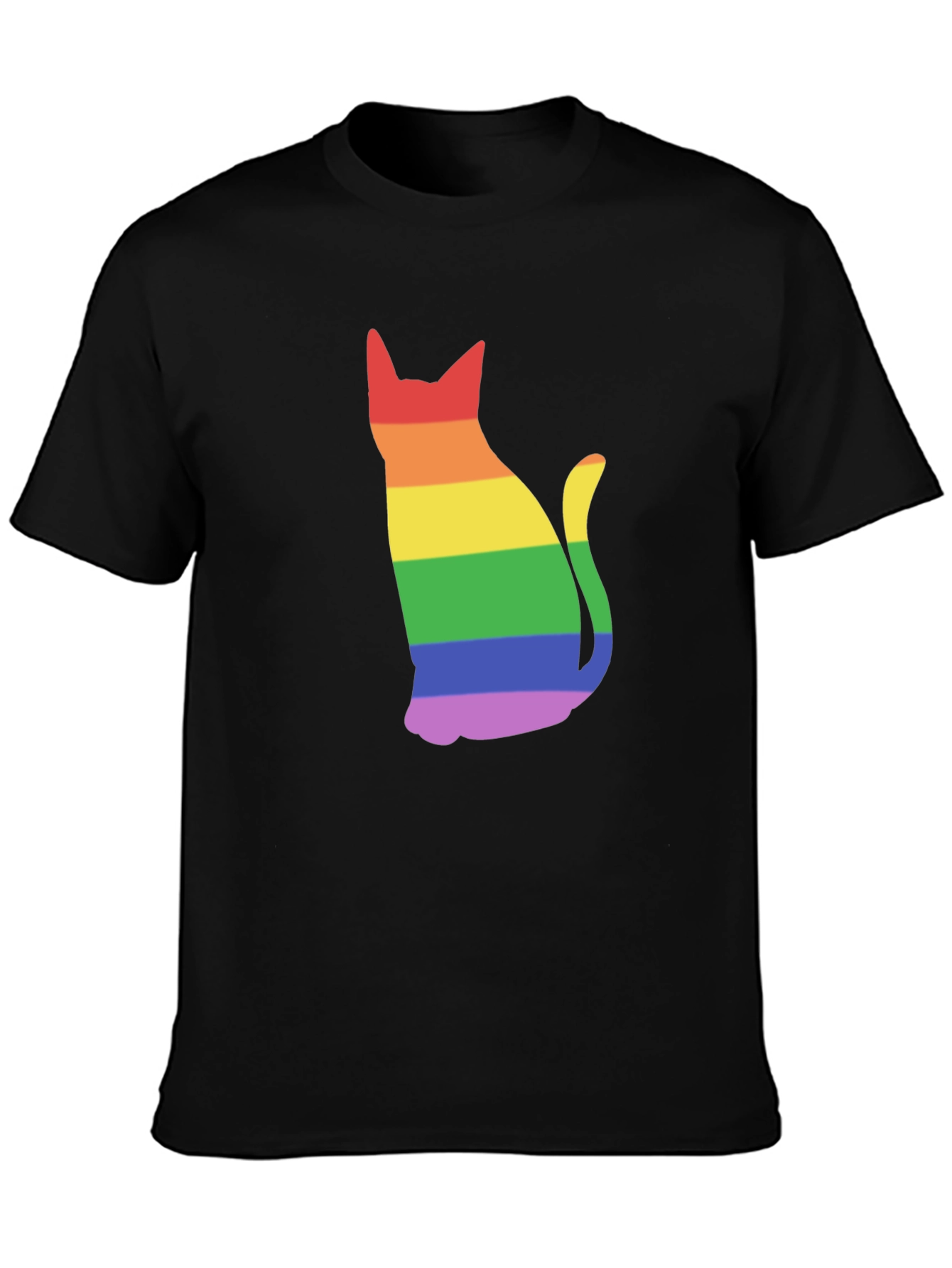 Rainbow Cat Black T-Shirt