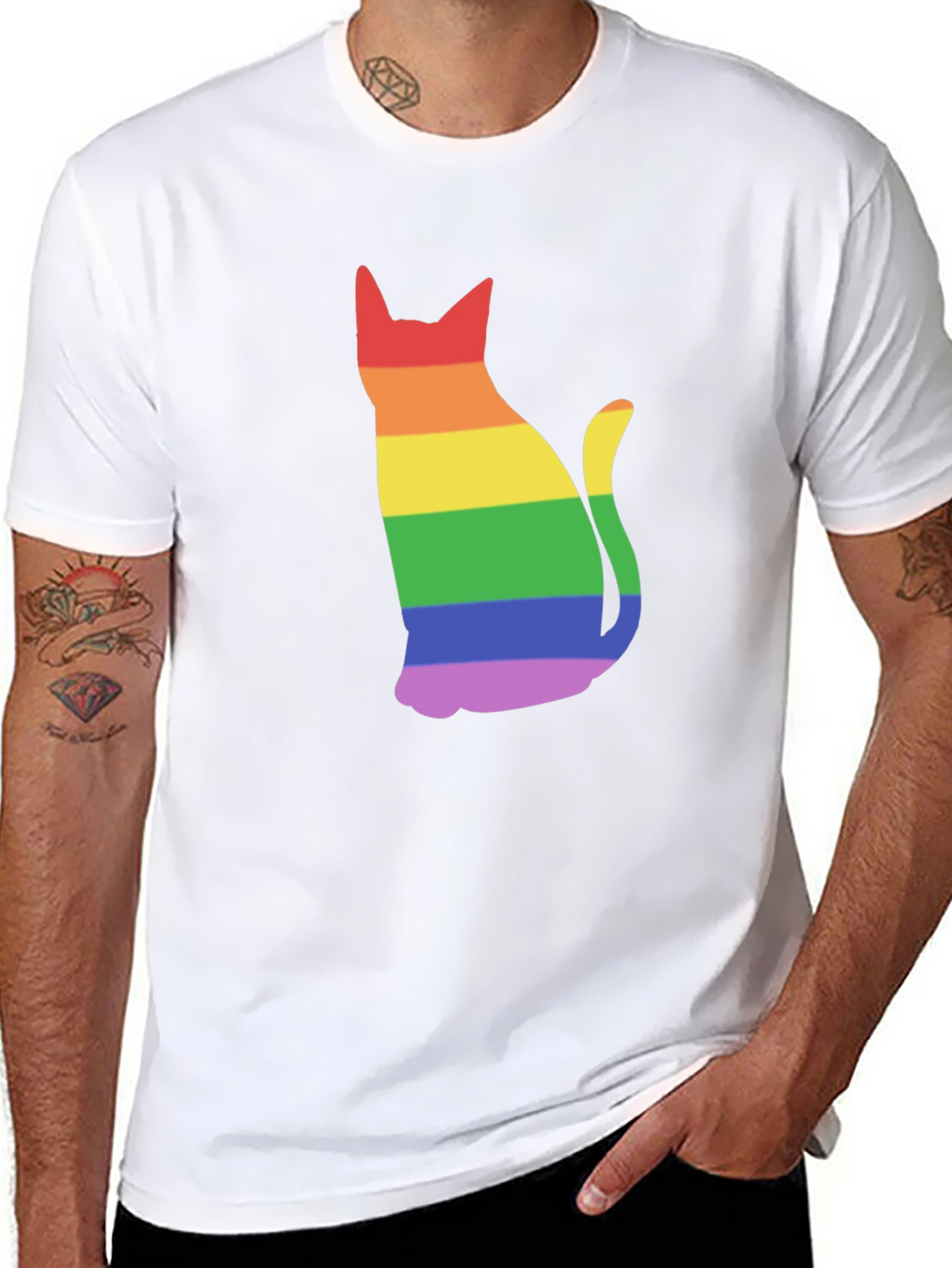 Rainbow Cat Black T-Shirt