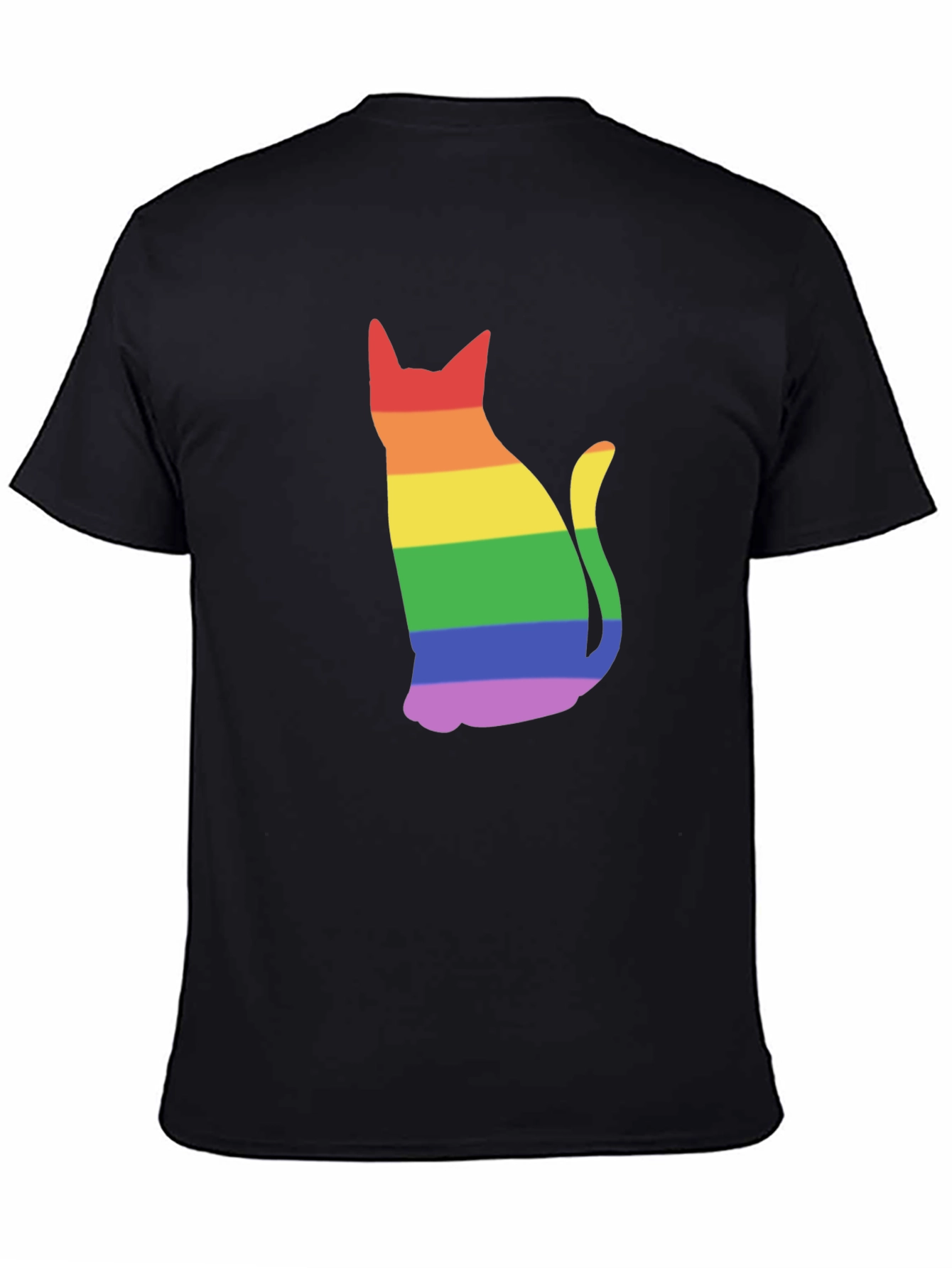 Rainbow Cat Black T-Shirt