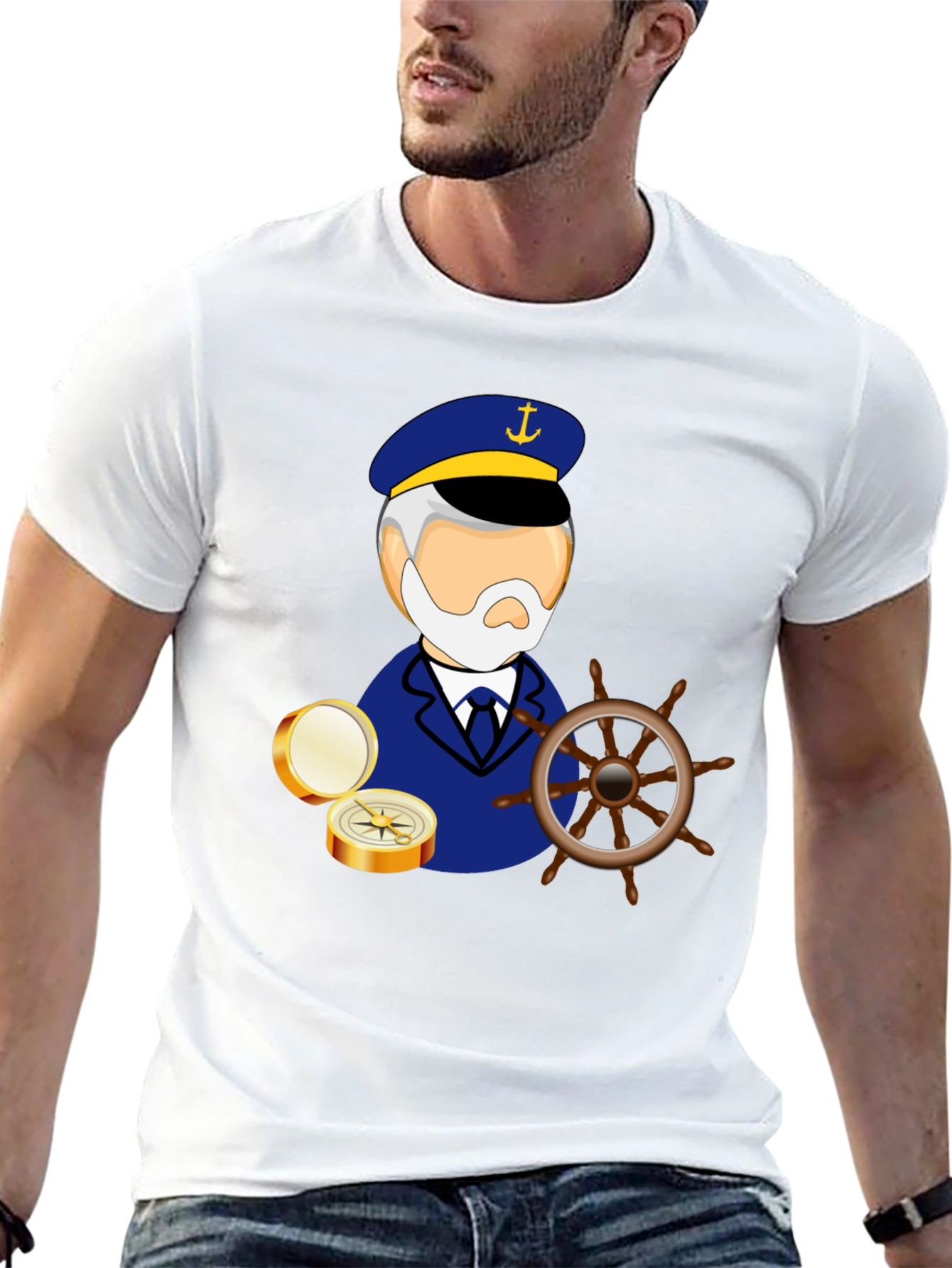 Nautical Captain Graphic Black T-Shirt