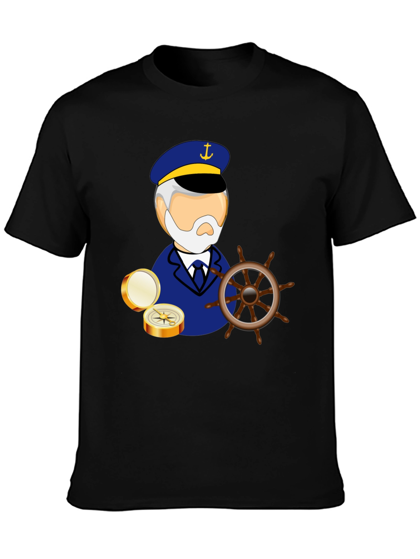 Nautical Captain Graphic Black T-Shirt