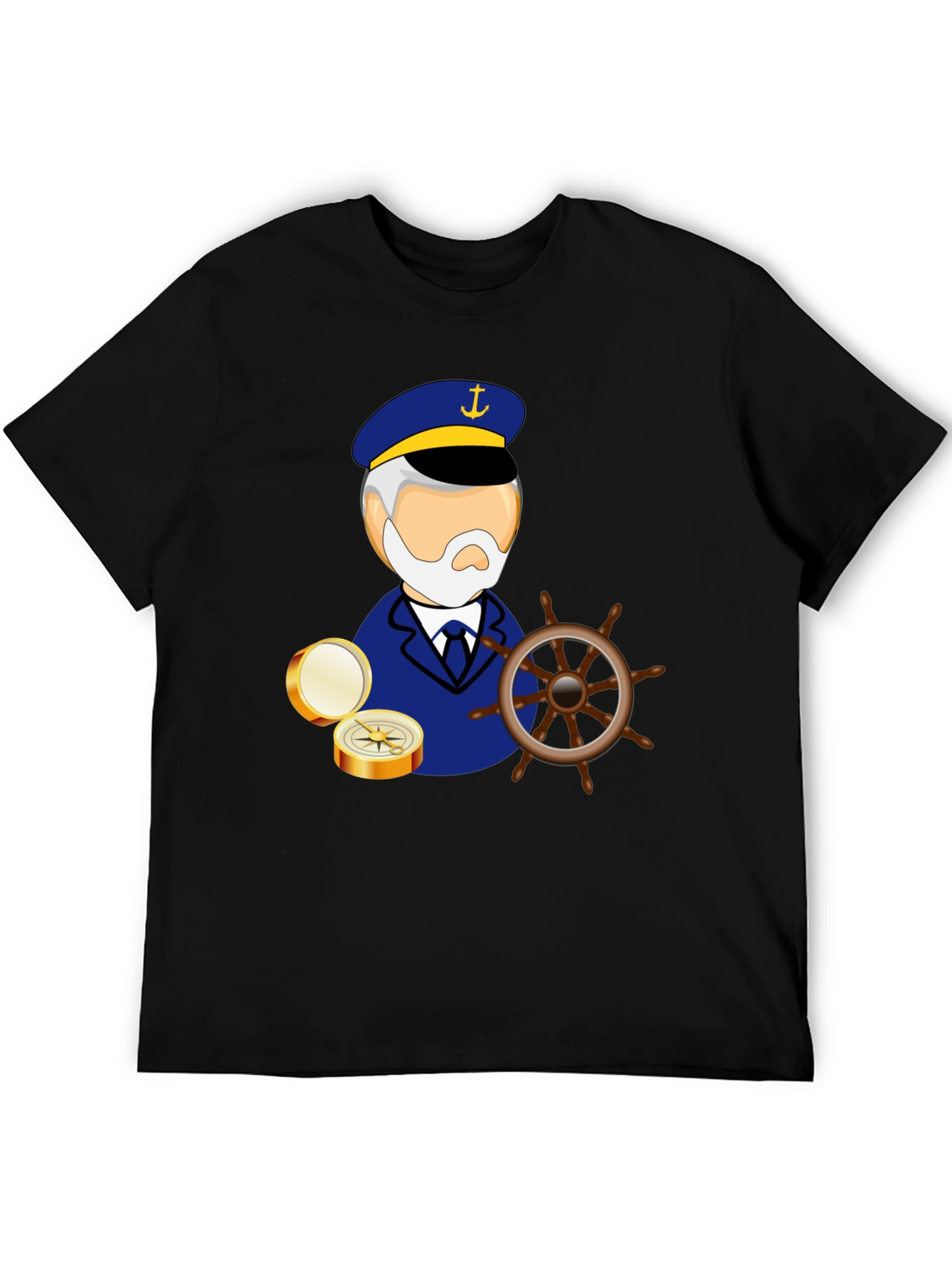 Nautical Captain Graphic Black T-Shirt