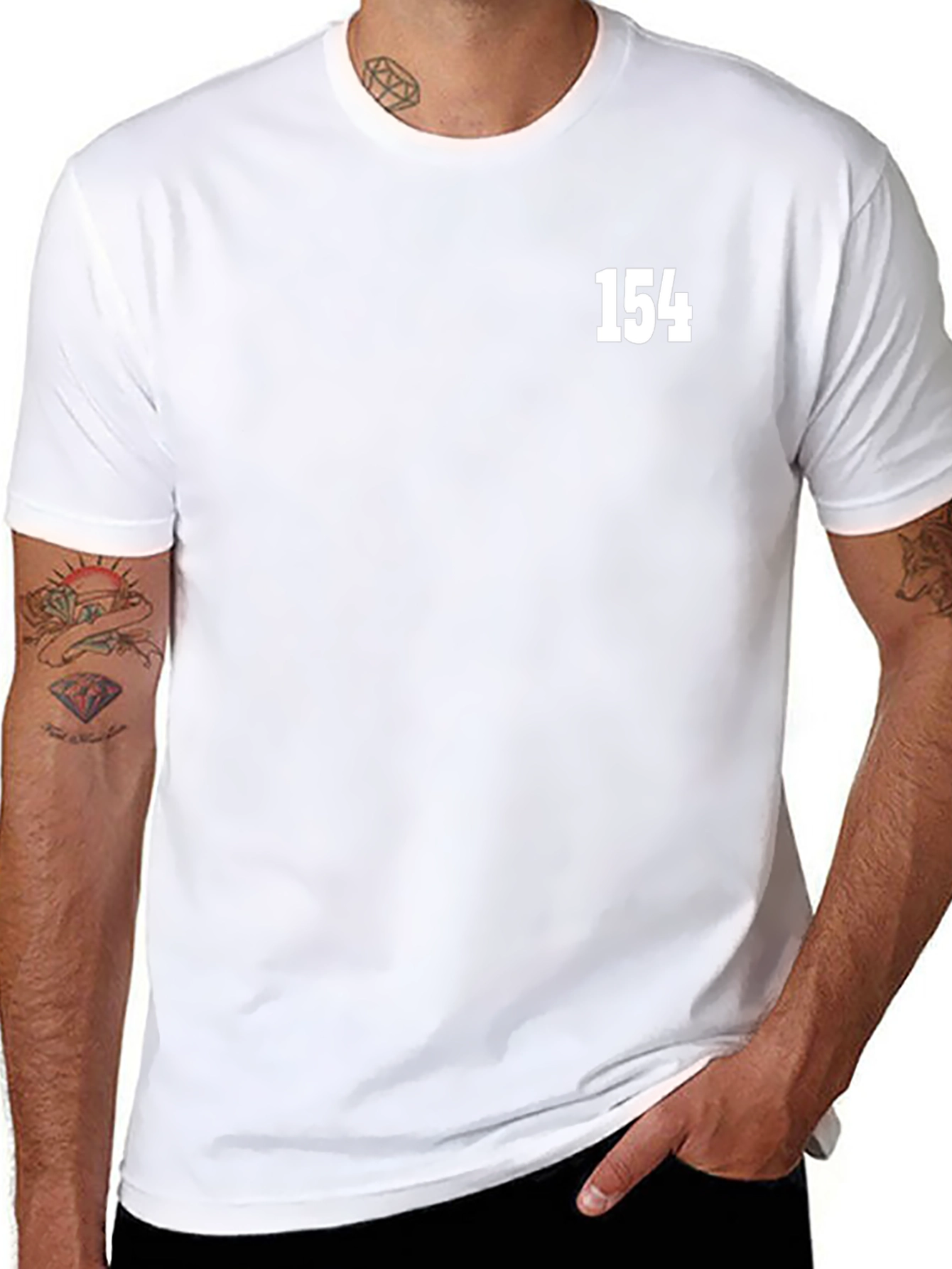 Mens Black T-Shirt with White 154 Design