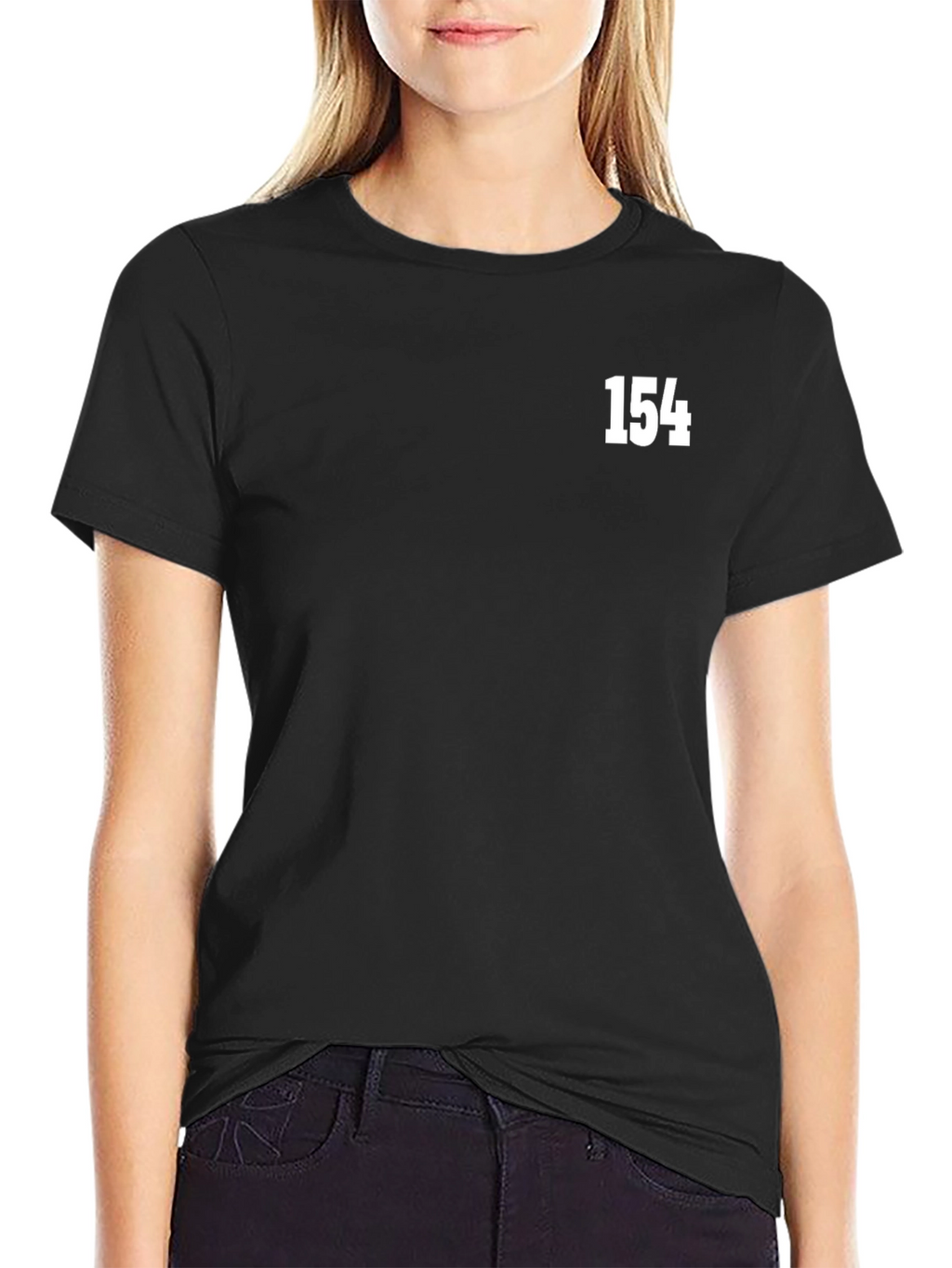 Mens Black T-Shirt with White 154 Design