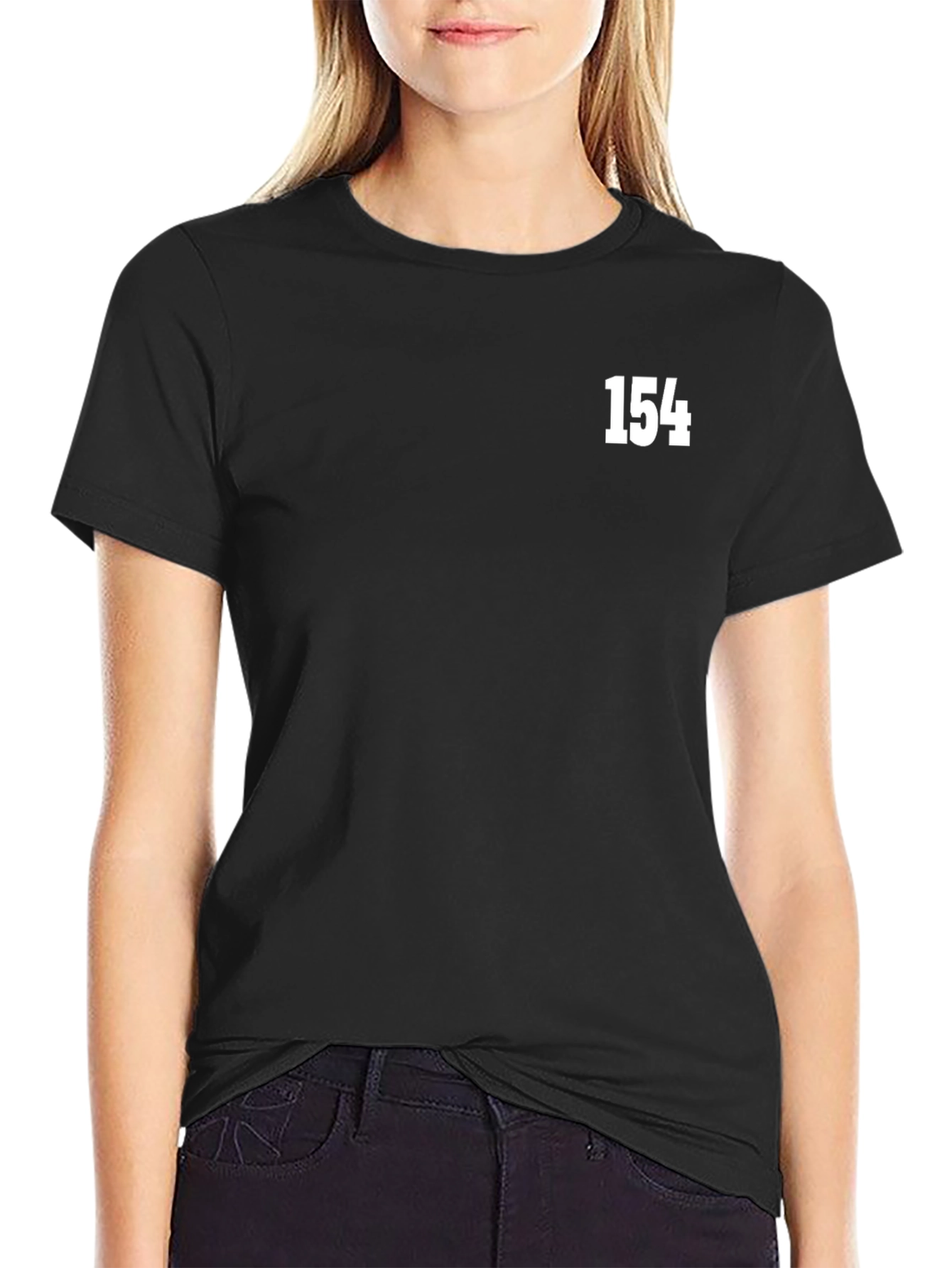 Mens Black T-Shirt with White 154 Design