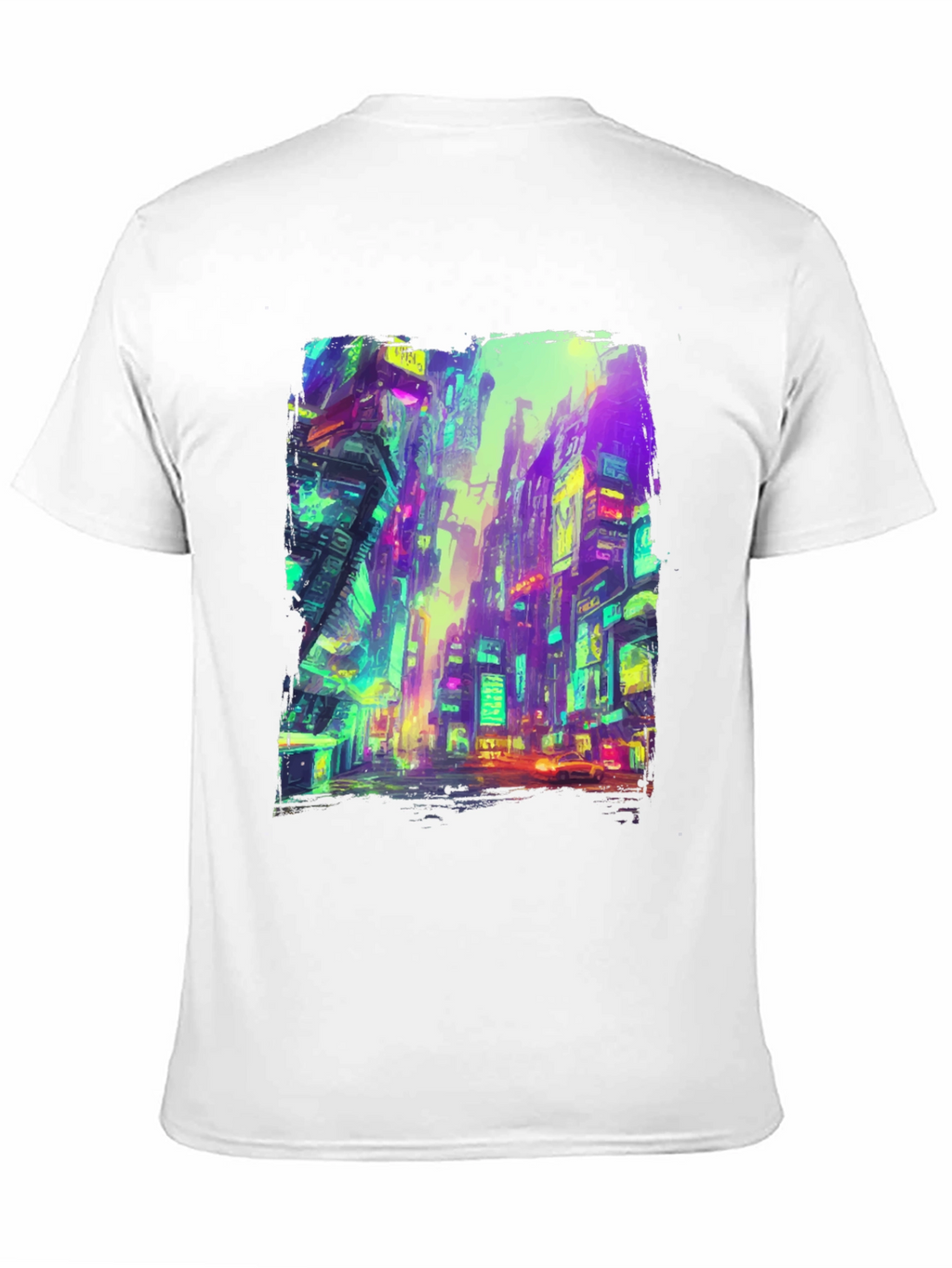 Cyberpunk Cityscape Graphic Tee - Black