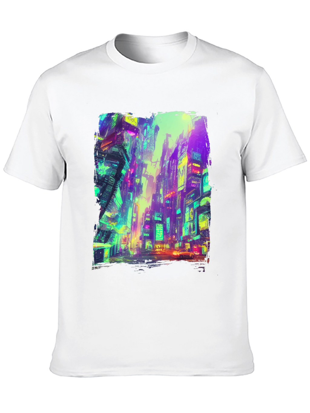 Cyberpunk Cityscape Graphic Tee - Black