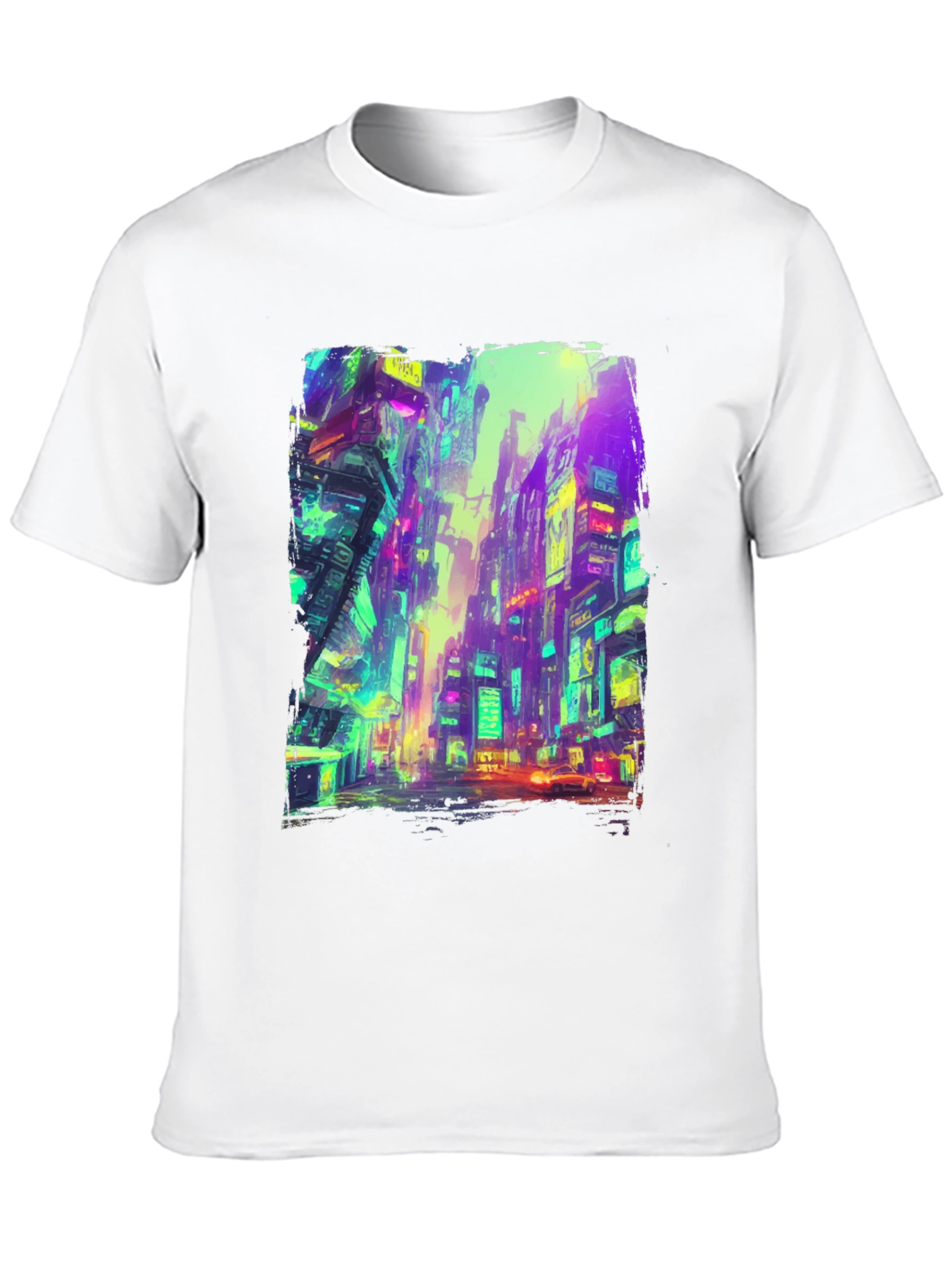 Cyberpunk Cityscape Graphic Tee - Black