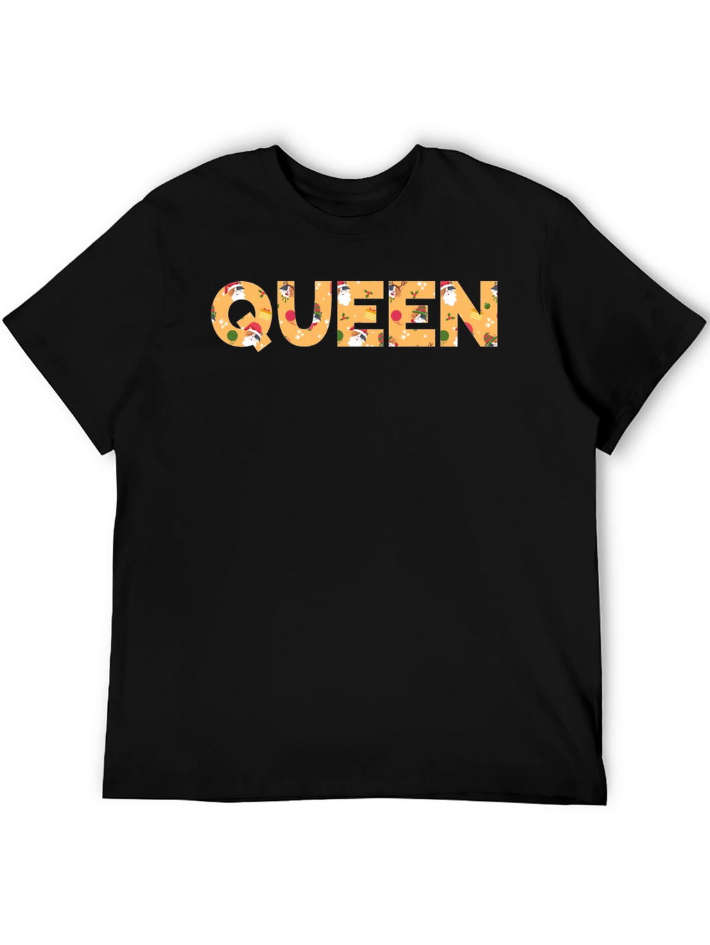 Queen Christmas Pattern Crew Neck T-Shirt