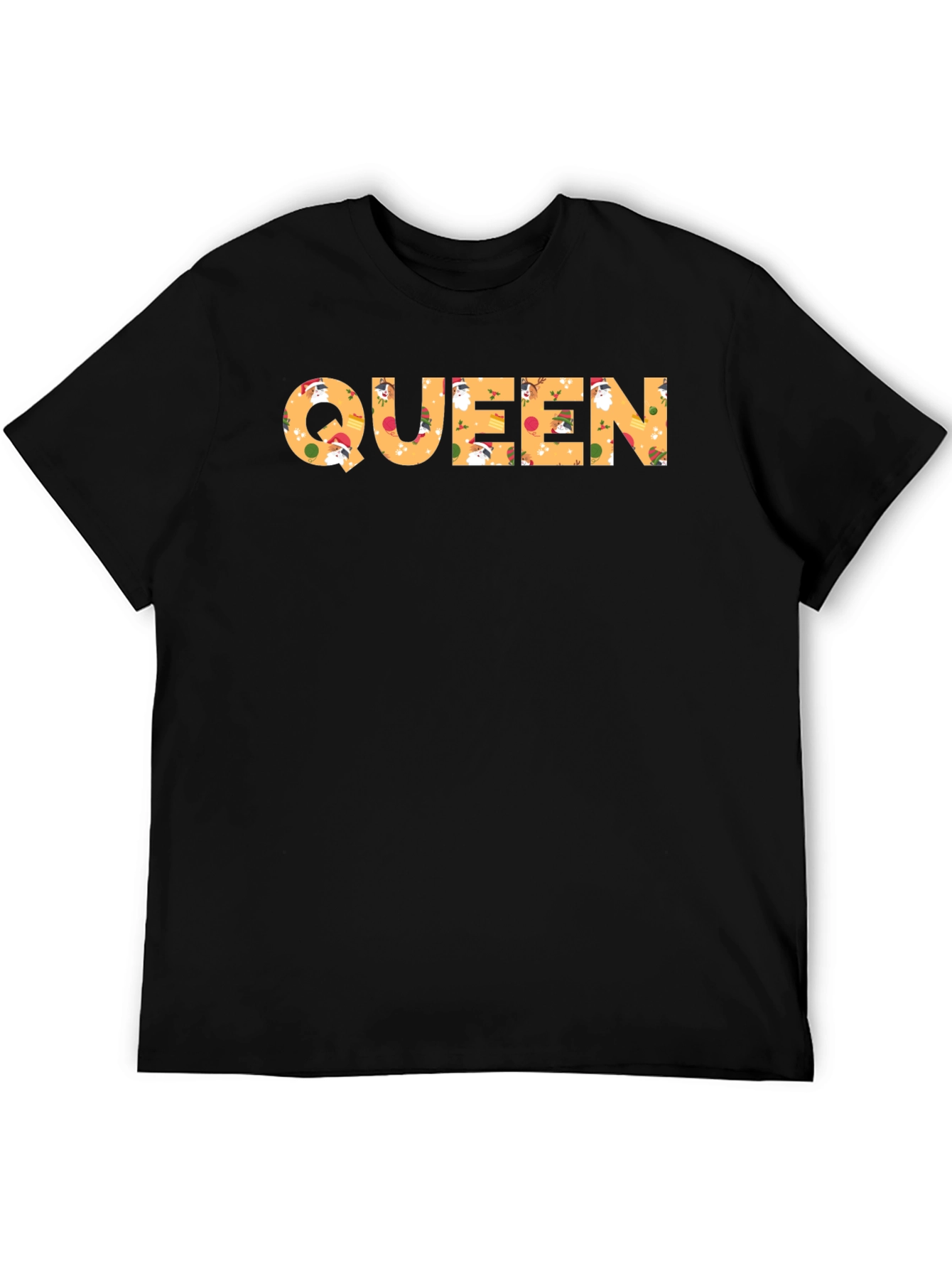 Queen Christmas Pattern Crew Neck T-Shirt
