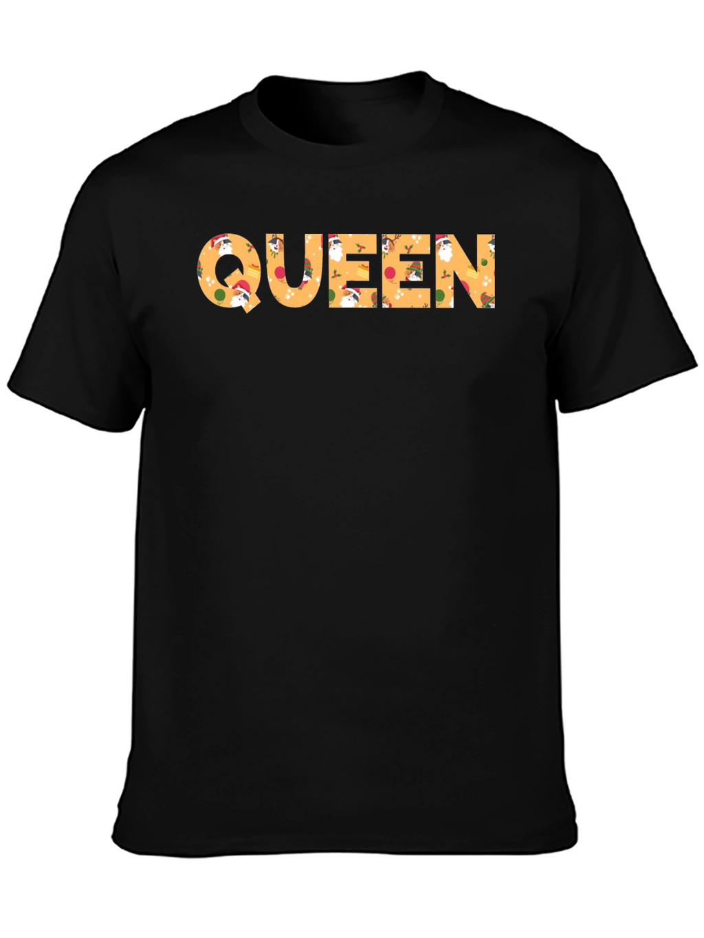 Queen Christmas Pattern Crew Neck T-Shirt