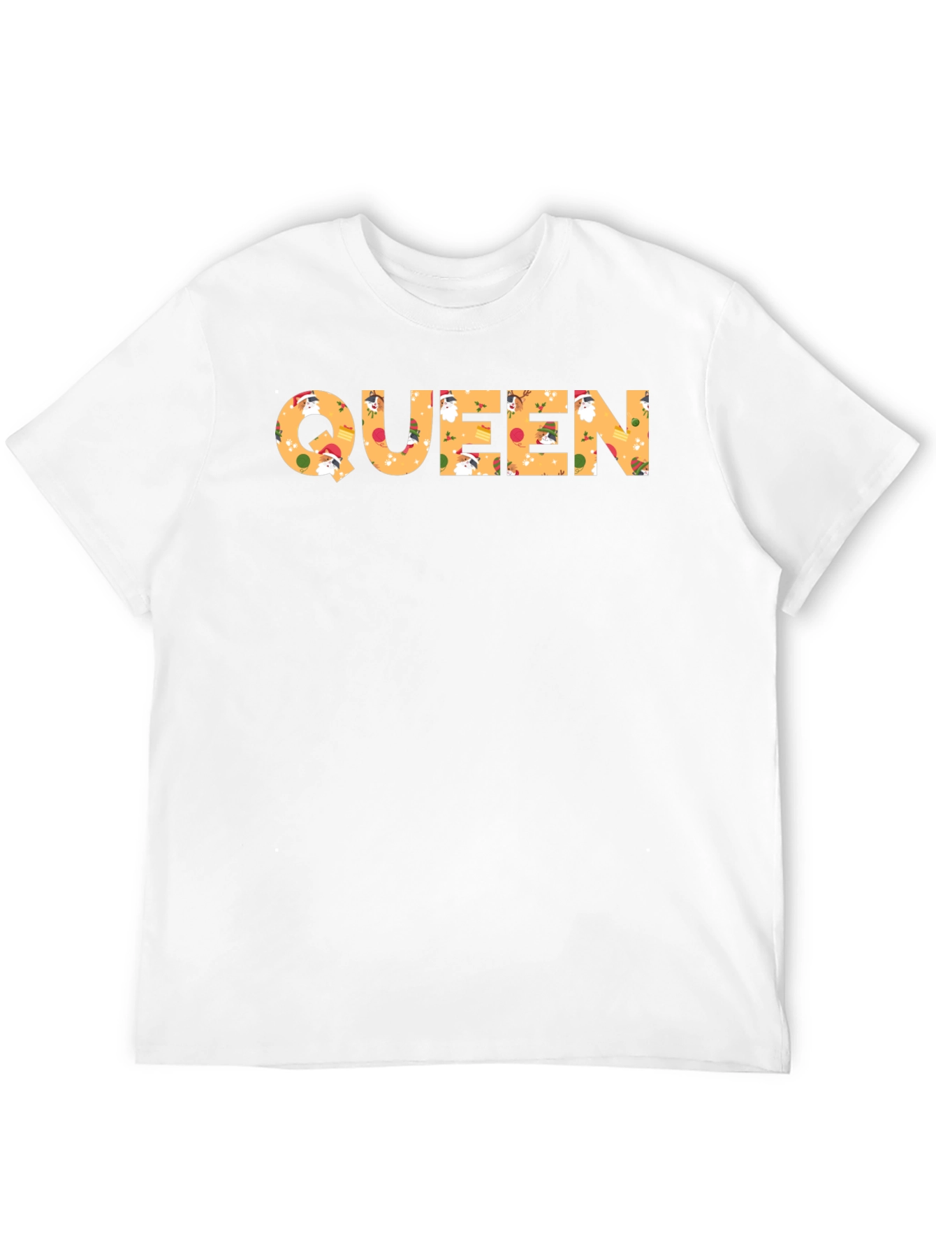 Queen Christmas Pattern Crew Neck T-Shirt