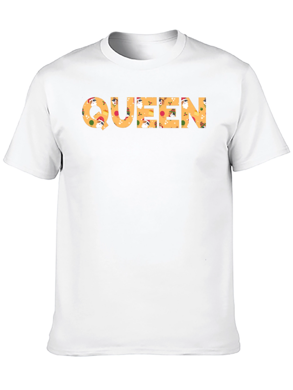 Queen Christmas Pattern Crew Neck T-Shirt