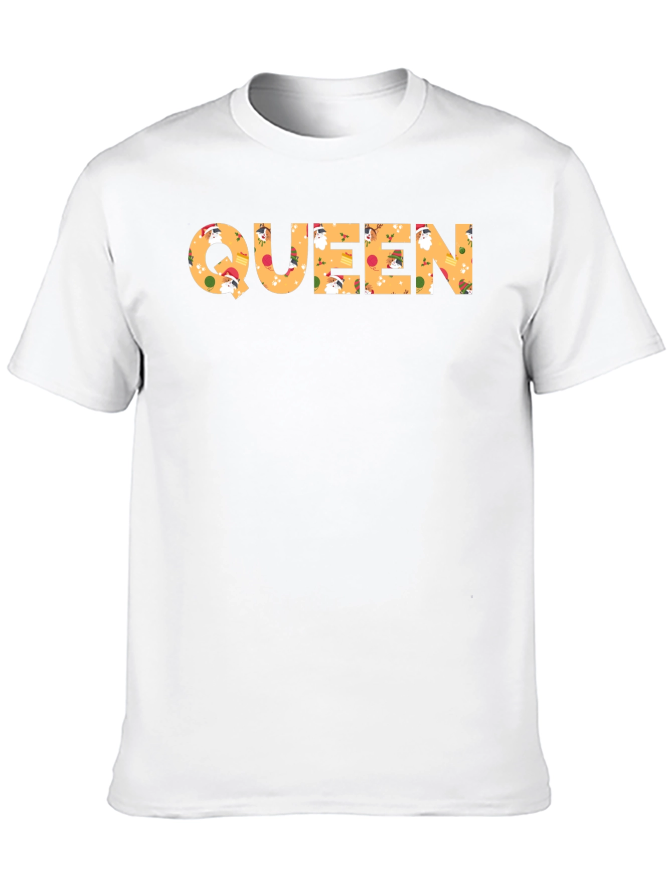 Queen Christmas Pattern Crew Neck T-Shirt