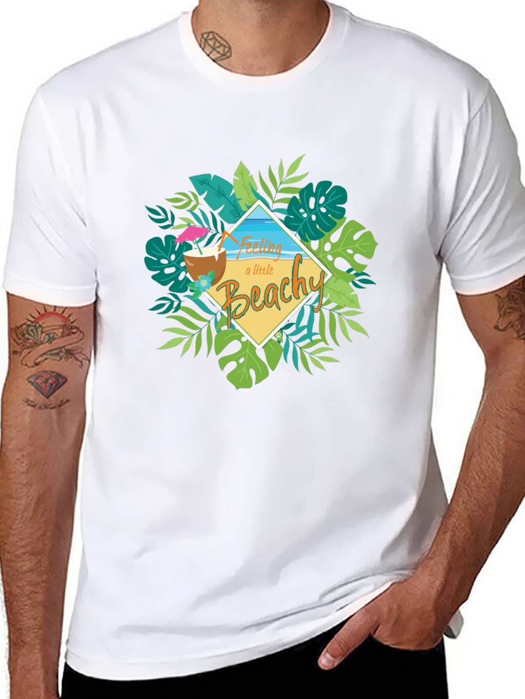 Feeling Beachy T-Shirt - Tropical Coconut Design