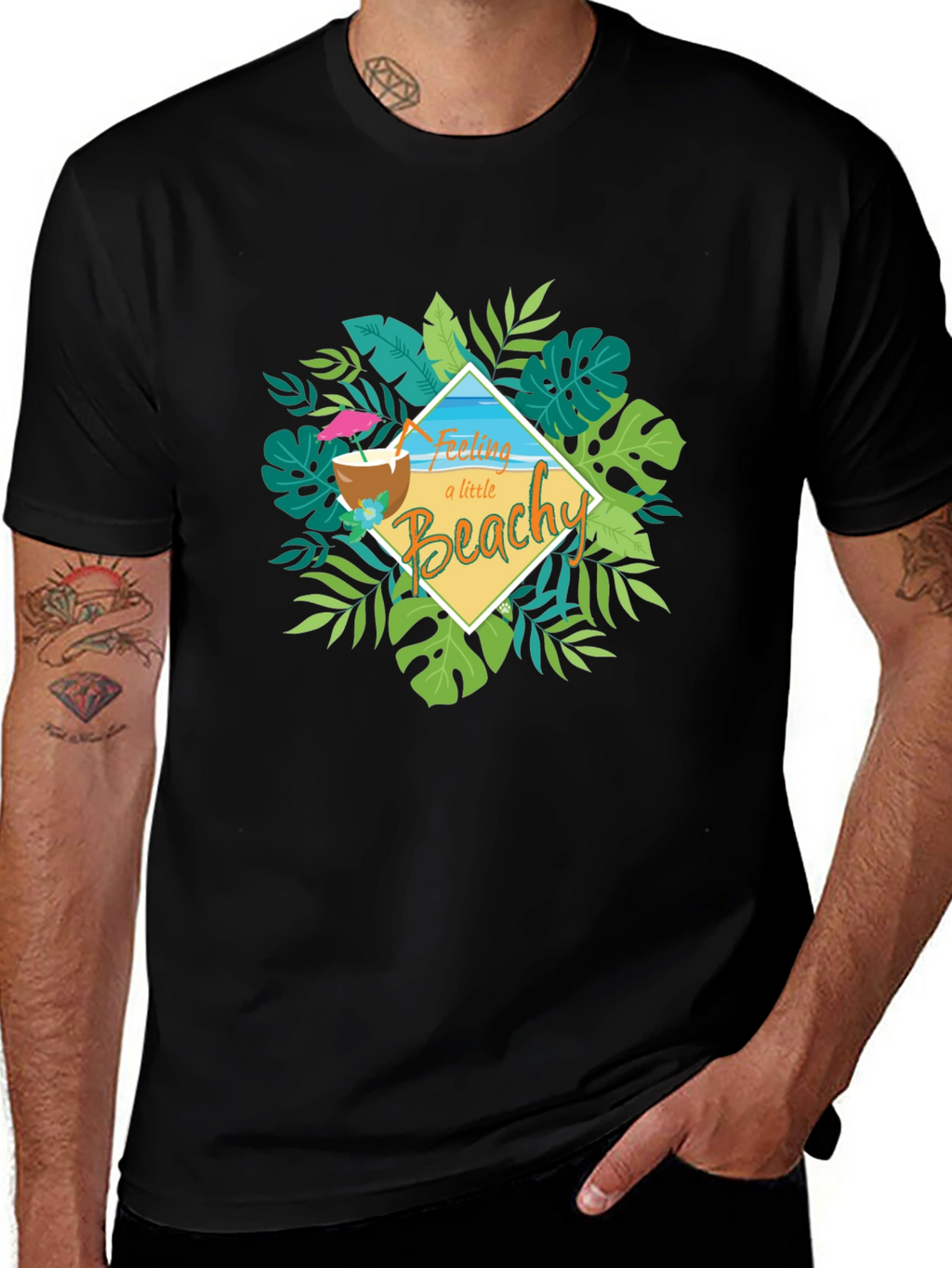 Feeling Beachy T-Shirt - Tropical Coconut Design