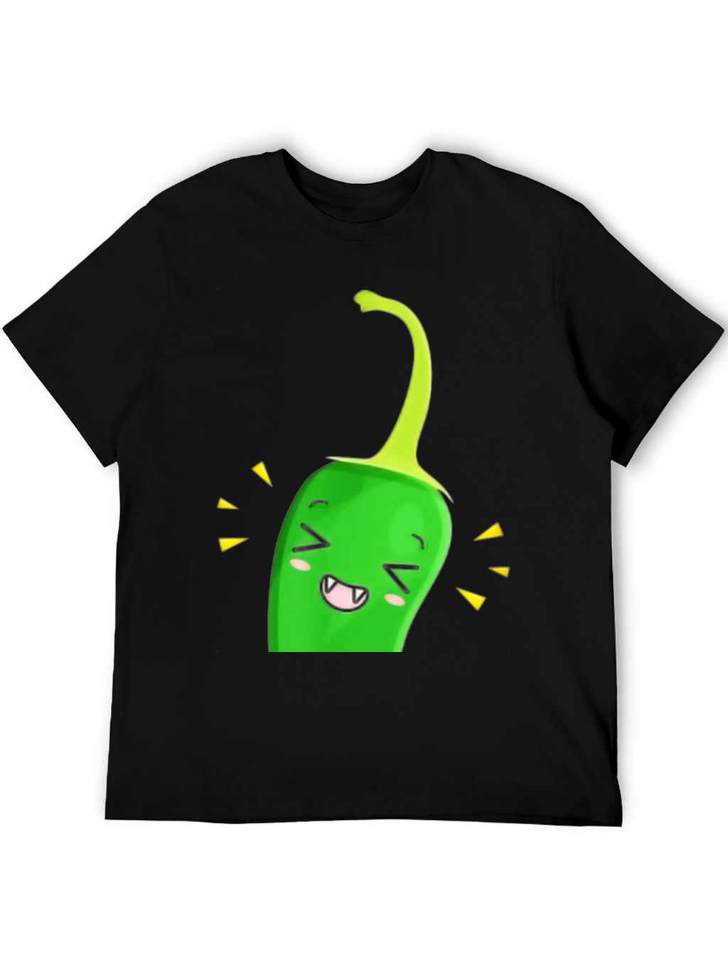 Kawaii Green Pepper Black T-Shirt
