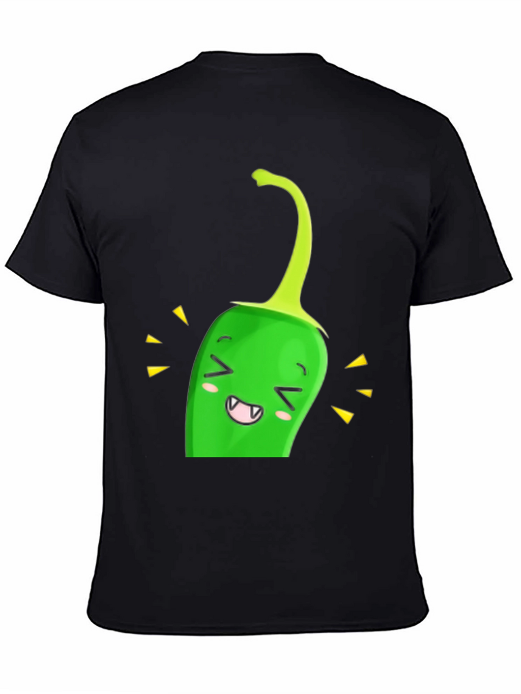 Kawaii Green Pepper Black T-Shirt