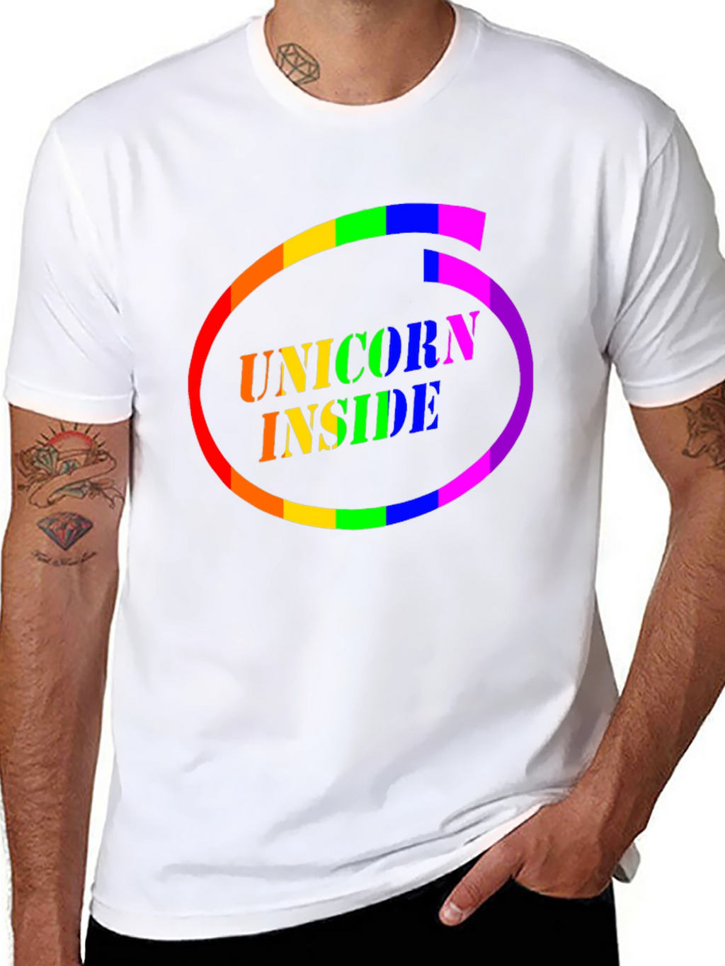 Unicorn Inside Rainbow Circle Graphic Tee