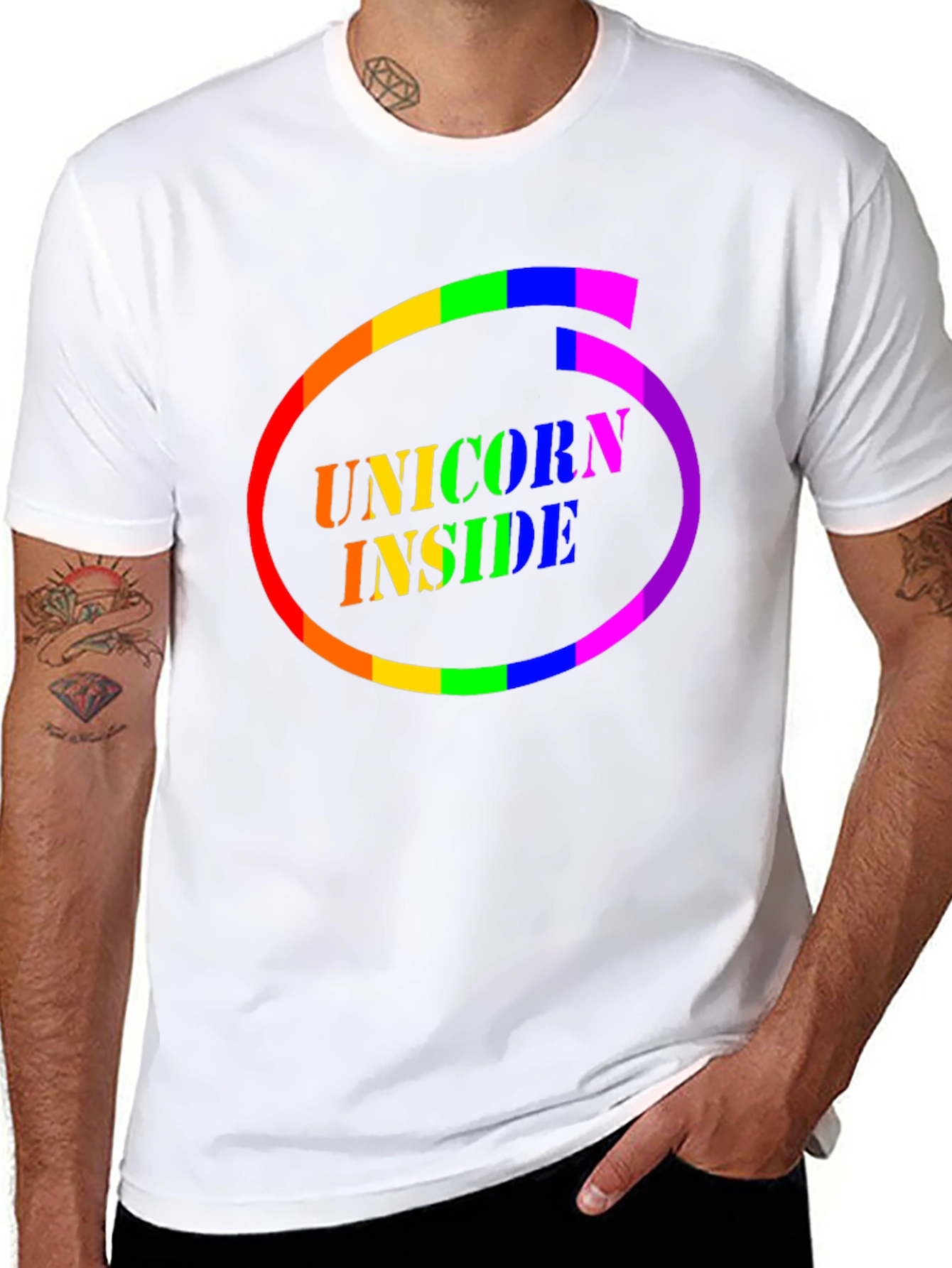 Unicorn Inside Rainbow Circle Graphic Tee