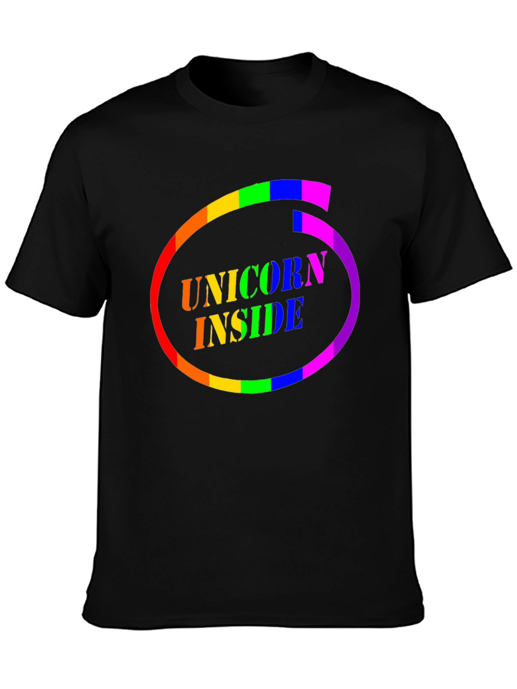 Unicorn Inside Rainbow Circle Graphic Tee