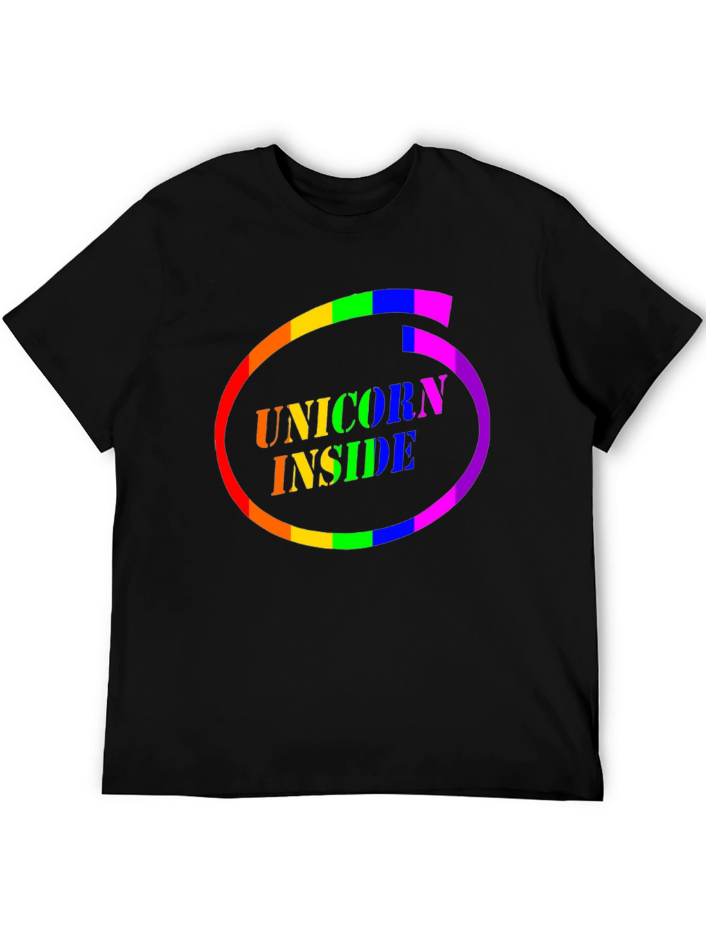 Unicorn Inside Rainbow Circle Graphic Tee
