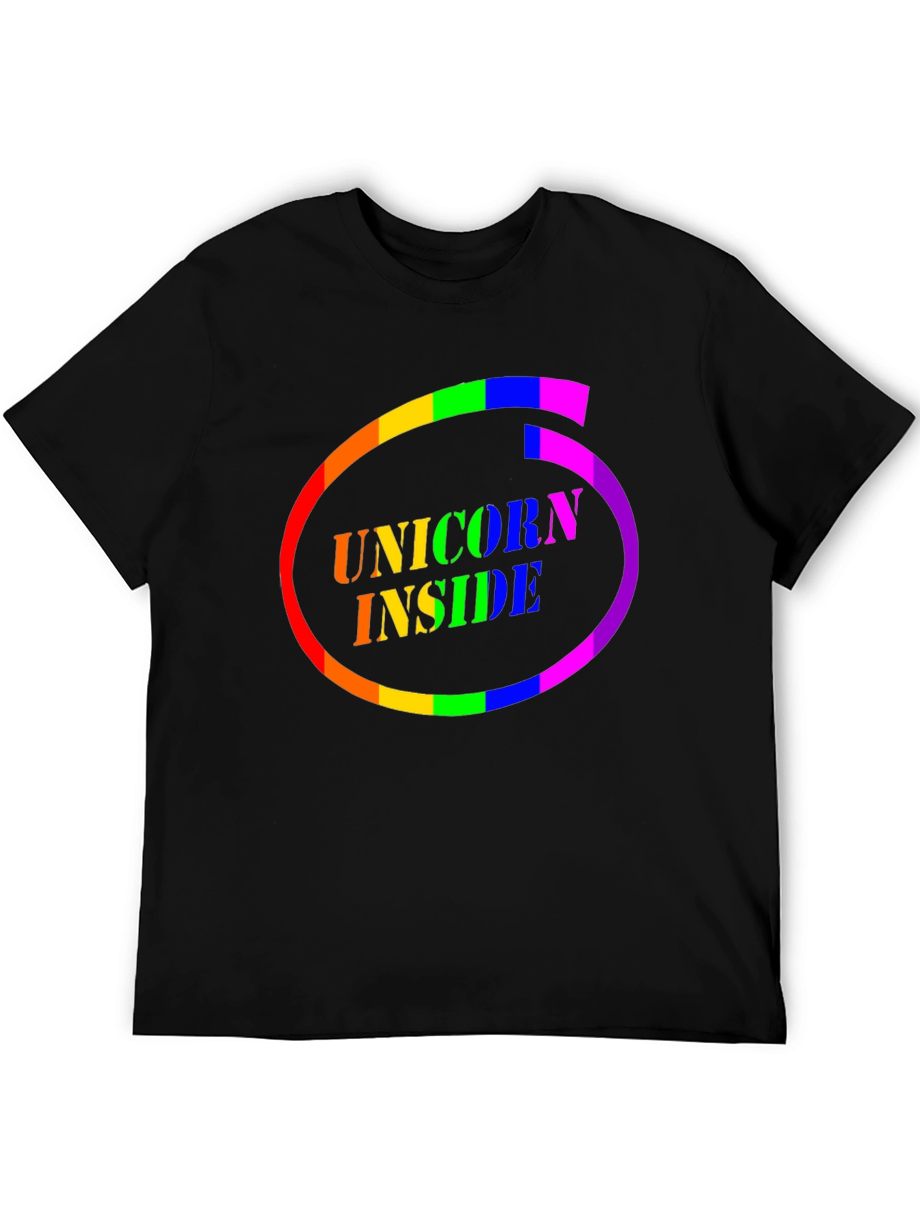 Unicorn Inside Rainbow Circle Graphic Tee