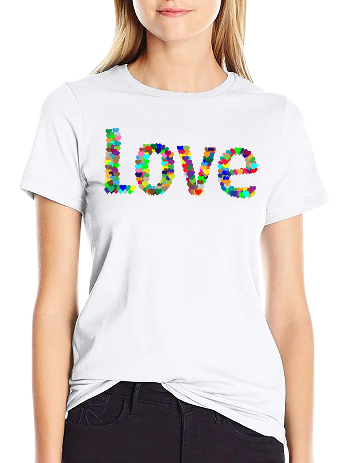 Love Heart T-Shirt - Black Cotton Graphic Tee