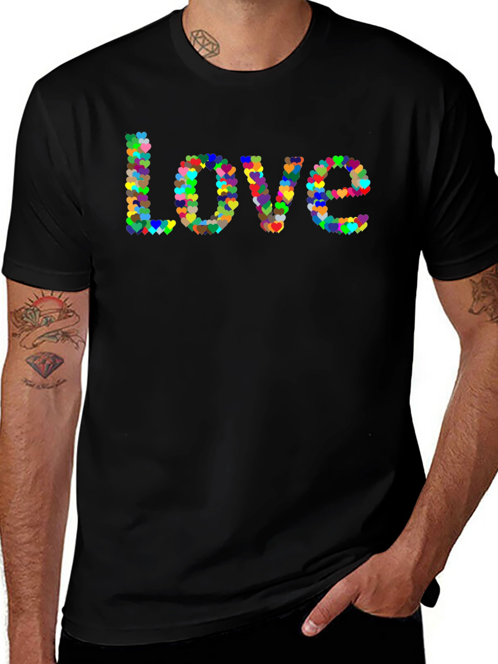 Love Heart T-Shirt - Black Cotton Graphic Tee