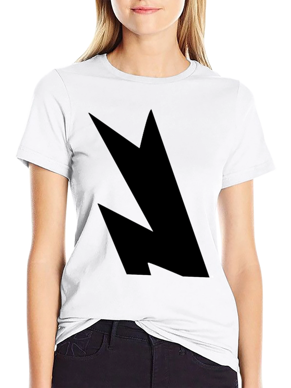 Abstract Graphic Tee - Black Cotton Blend Casual Style