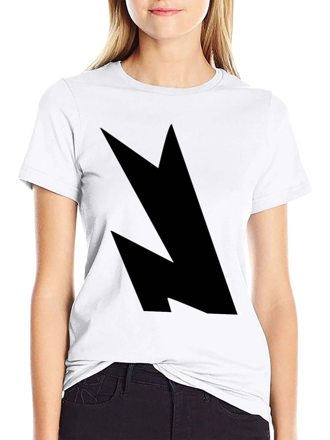 Abstract Graphic Tee - Black Cotton Blend Casual Style