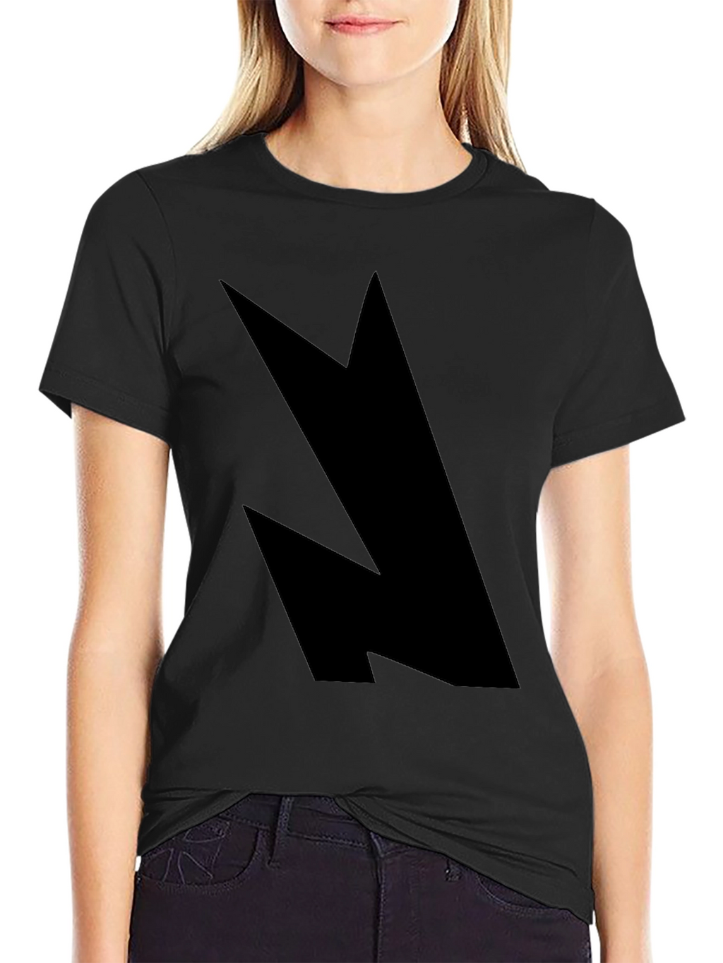 Abstract Graphic Tee - Black Cotton Blend Casual Style