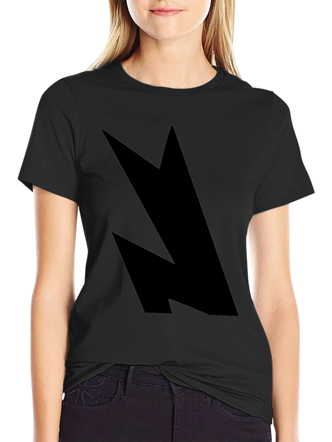 Abstract Graphic Tee - Black Cotton Blend Casual Style