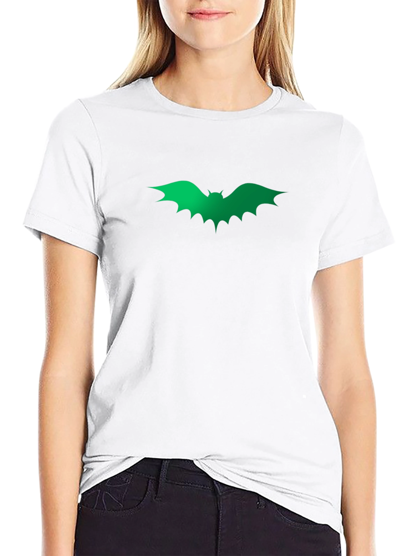 Green Bat Graphic Black T-Shirt
