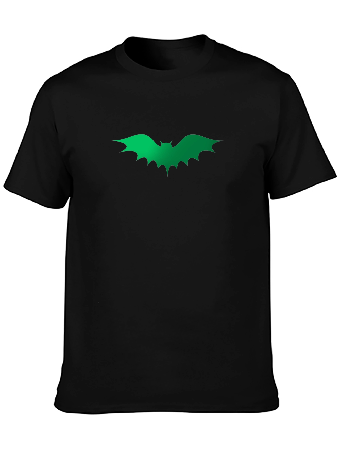 Green Bat Graphic Black T-Shirt