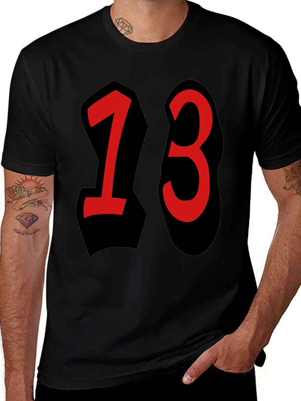 Lucky Number 13 T-Shirt - Black