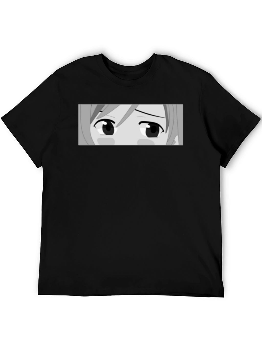 Anime Eyes Graphic Tee - Black Casual T-Shirt