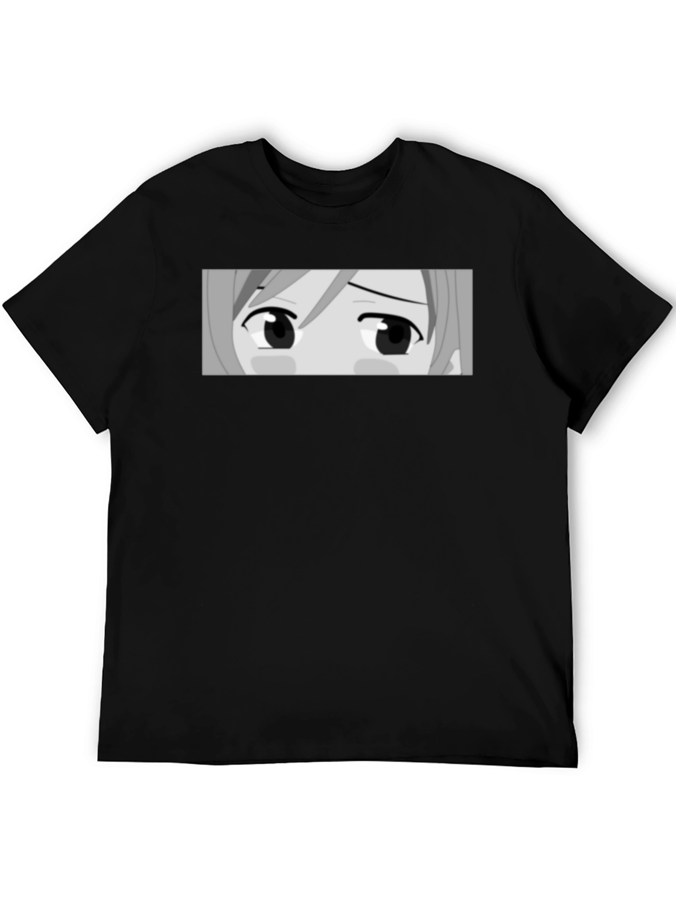 Anime Eyes Graphic Tee - Black Casual T-Shirt