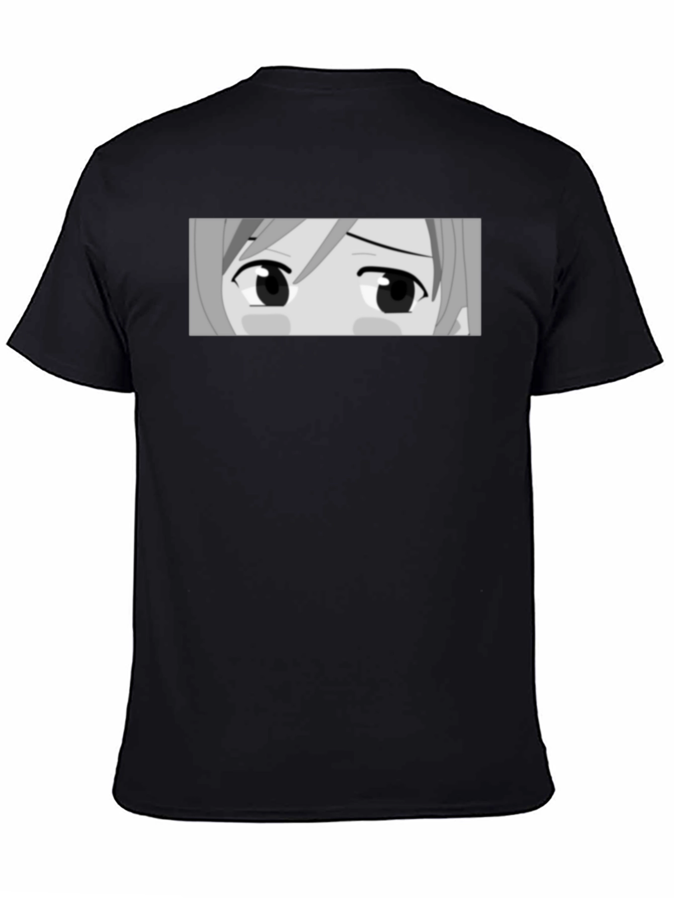 Anime Eyes Graphic Tee - Black Casual T-Shirt