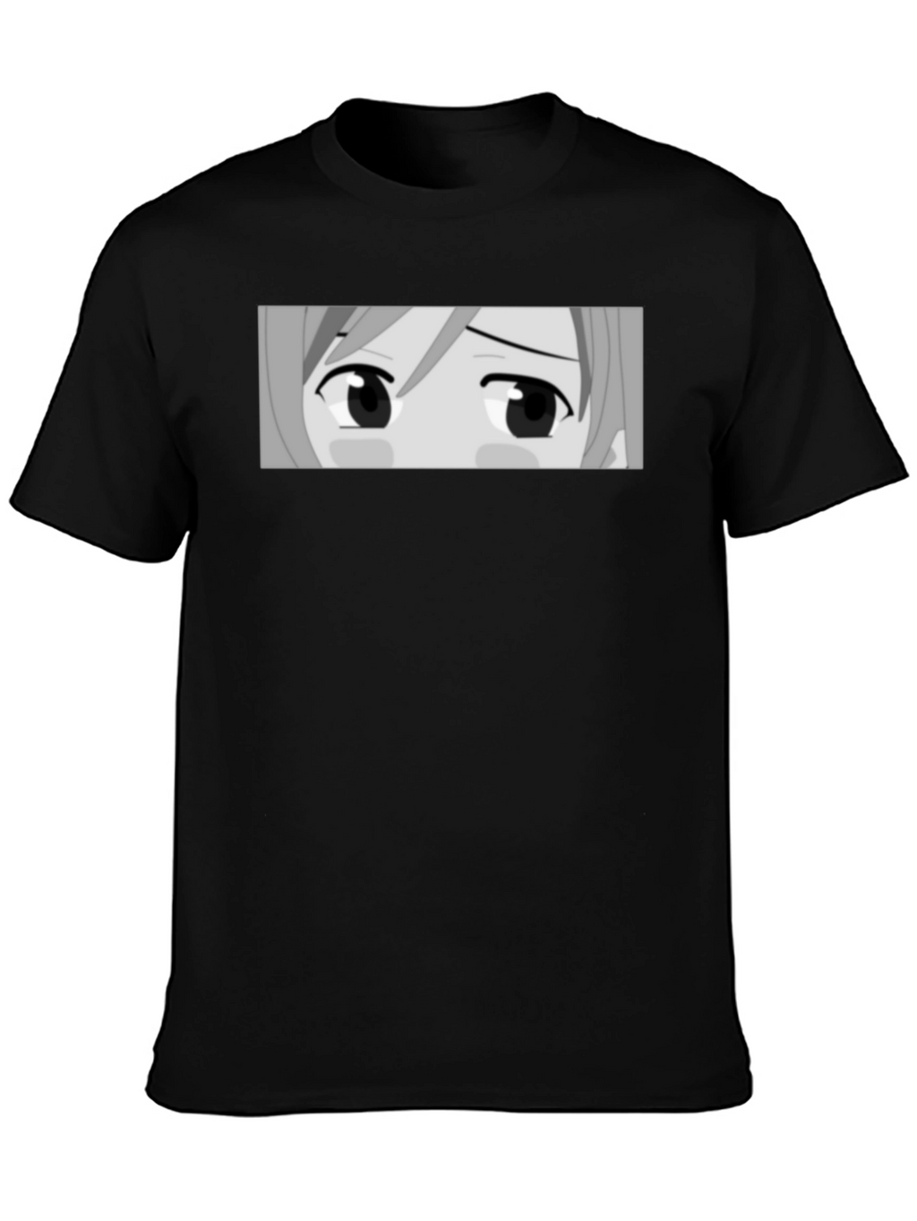 Anime Eyes Graphic Tee - Black Casual T-Shirt