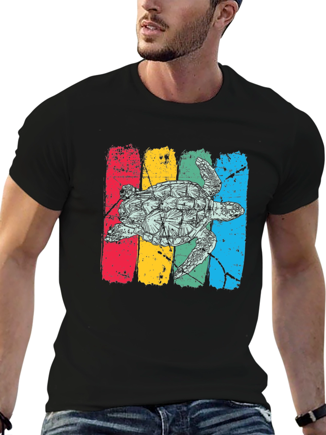 Retro Turtle T-Shirt - Distressed Graphic Tee